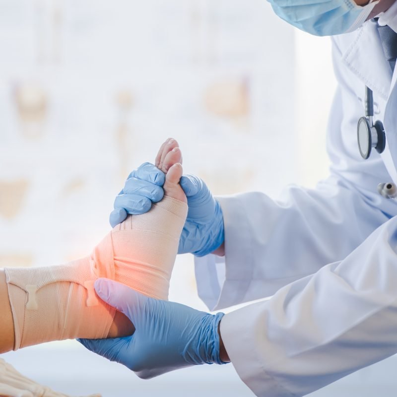 Close-up of pictures of a male orthopedic doctor or orthopedic d